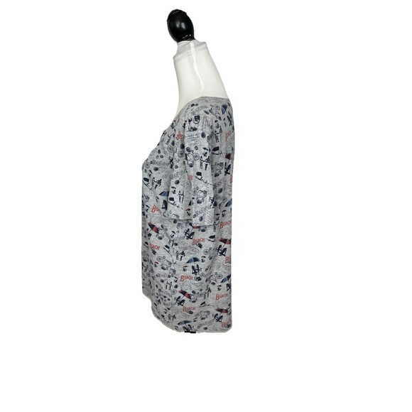 Coral Bay Knit Tunic Top Size XL Graphic Pullover Gray Beach Short Sleeves - Picture 5 of 10